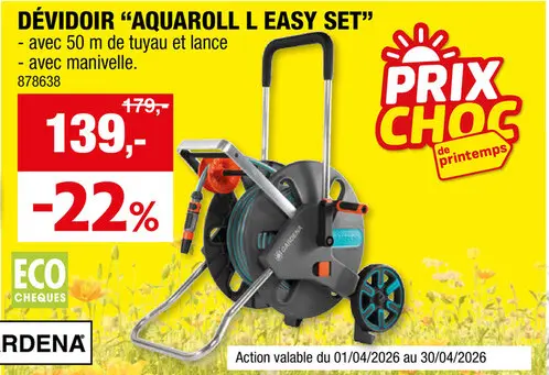 Offre: AquaRoll L Easy dévidoir sur roues avec tuyau d'arrosage 50m