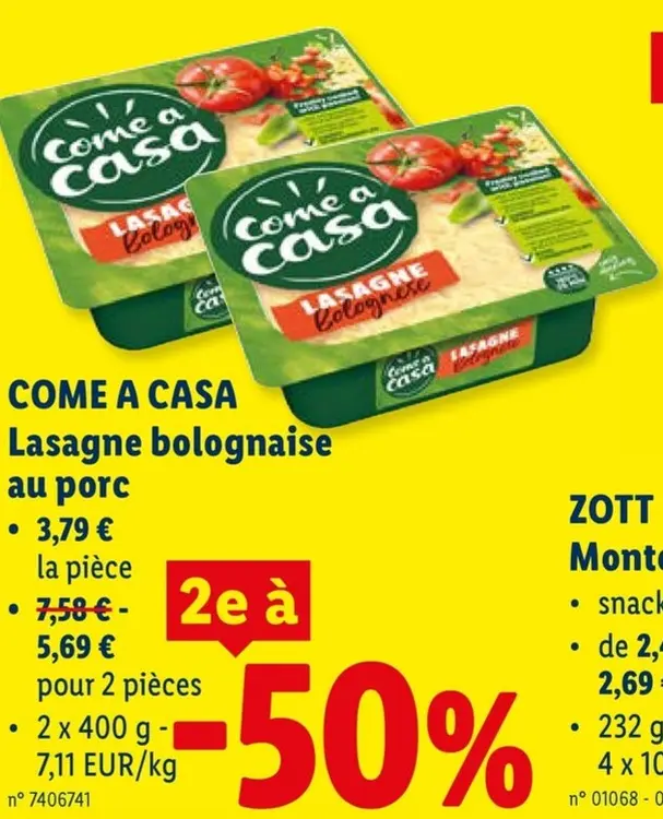 Offre: Lasagne bolognaise au porc