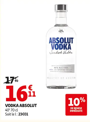 Offre: Vodka ABSOLUT