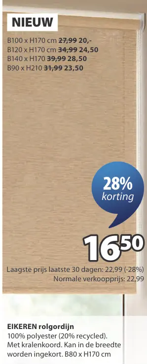 Aanbieding: EIKEREN rolgordijn