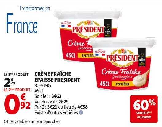 Offre: Crème fraîche épaisse