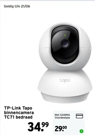 Aanbieding: TP-Link Tapo binnencamera TC71 bedraad