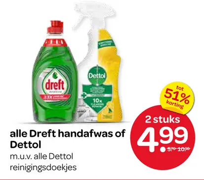 Aanbieding: Dreft handafwas of Dettol