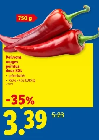 Offre: Poivrons rouges pointus doux XXL