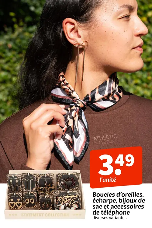 Offre: Wild Grace Boucles d'oreilles, écharpe, bijoux de sac et accessoires de téléphone