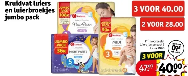Aanbieding: Kruidvat luiers en luierbroekjes jumbo pack