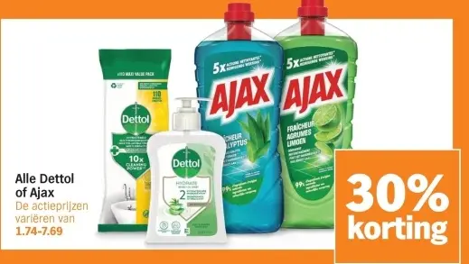 Aanbieding: Alle Dettol of Ajax