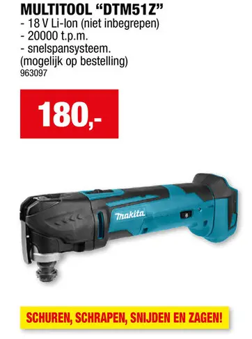 Promotie: Makita DTM51Z accu multitool 18V Li-Ion zonder accu