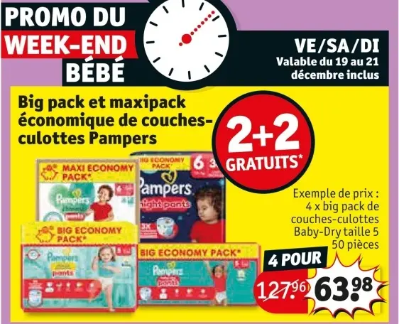 Offre: Big pack et maxipack économique de couches-culottes