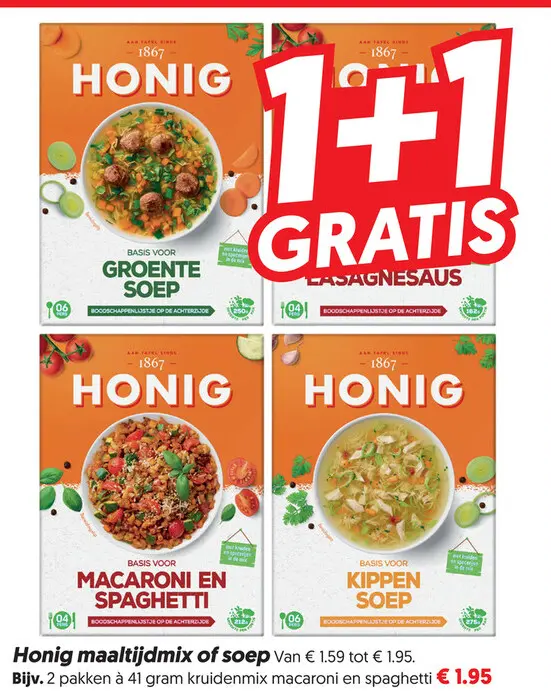 Aanbieding: Honig maaltijdmix of soep