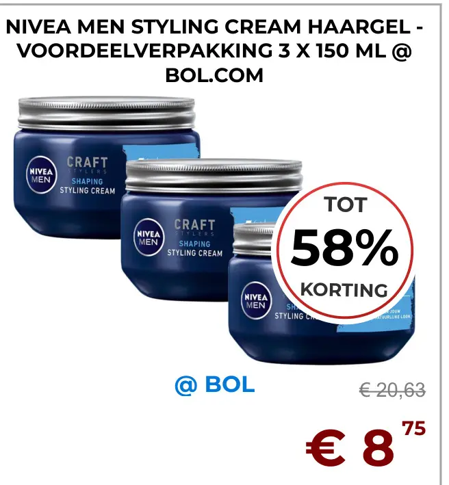 Aanbieding: Nivea men styling cream haargel