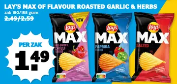 Aanbieding: Lay's max of flavour roasted garlic & herbs