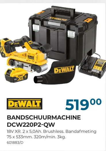 Promotie: Bandschuurmachine dcw220p2-qw