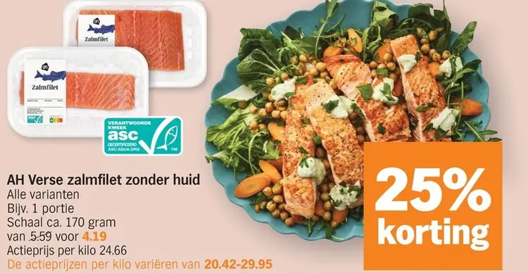 Promotie: Verse zalmfilet zonder huid