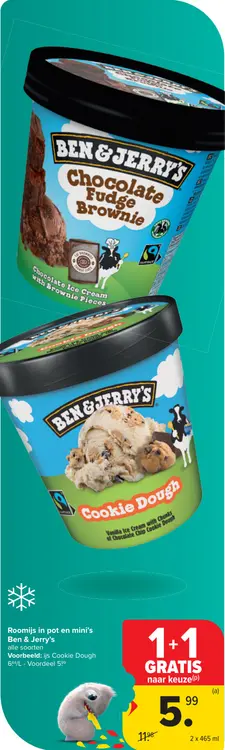 Promotie: Ben & Jerry's ijs in pot en mini's
