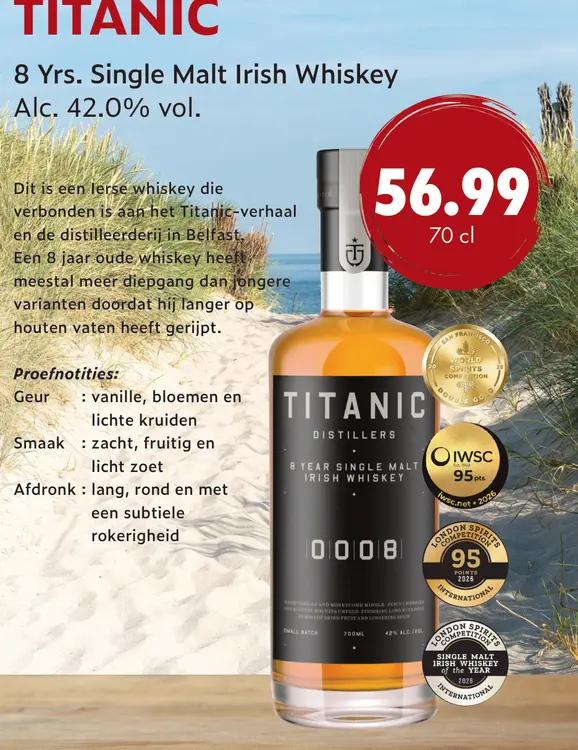 Aanbieding: Titanic 8 Yrs. Single Malt Irish Whiskey