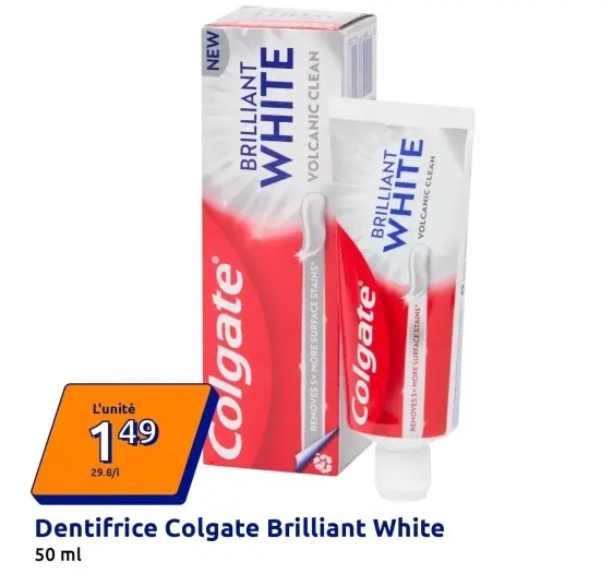 Offre: Dentifrice Colgate Brilliant White