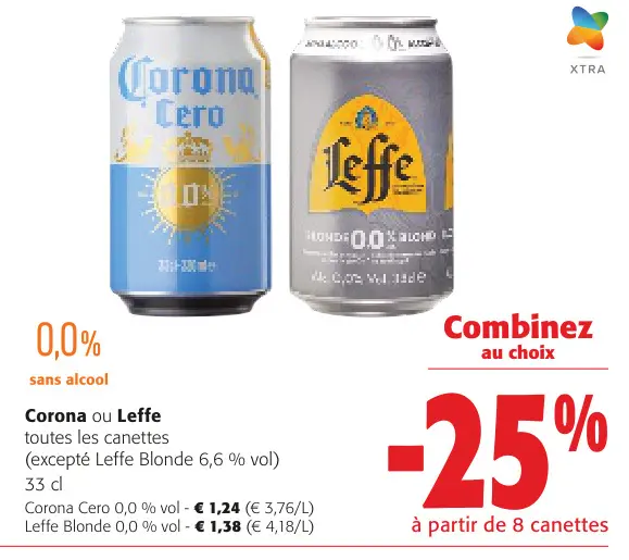 Offre: Corona Cero ou Leffe Blonde