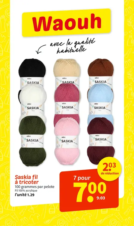 Offre: Saskia fil à tricoter