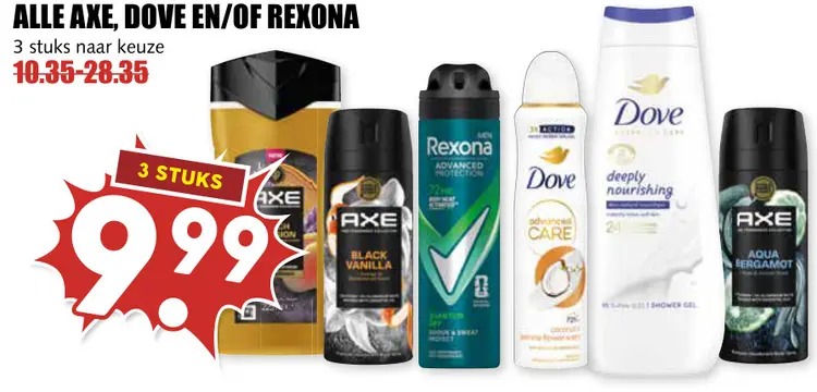 Aanbieding: Axe, Dove en/of Rexona