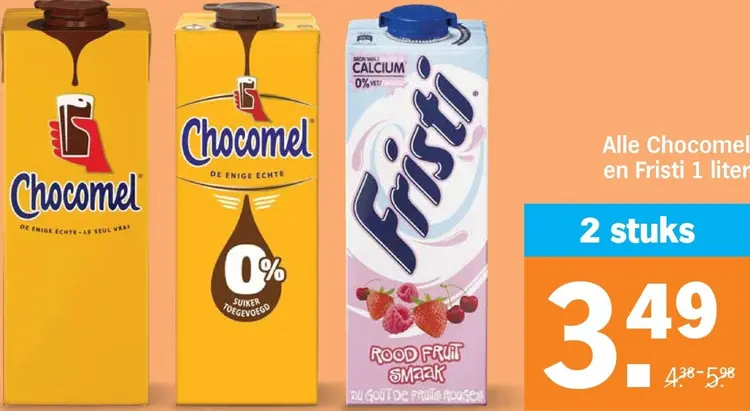 Aanbieding: Chocomel en Fristi 1 liter