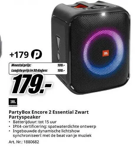Aanbieding: PartyBox Encore 2 Essential Zwart Partyspeake