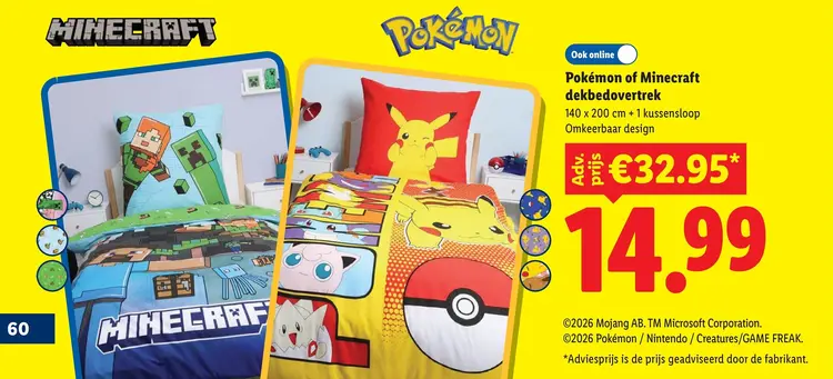 Aanbieding: Pokémon of Minecraft dekbedovertrek
