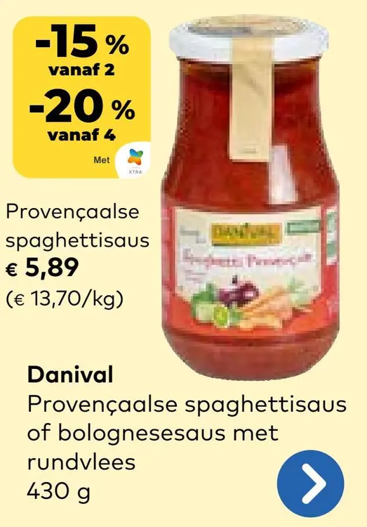 Aanbieding: Provençaalse spaghettisaus of bolognesesaus met rundvlees