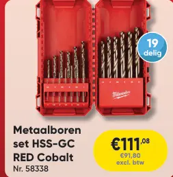 Promotie: Metaalboren set HSS-GC RED Cobalt