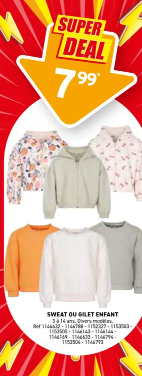 Offre: Sweat ou gilet enfant