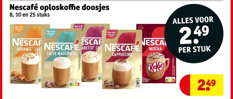 Aanbieding: Nescafé oploskoffie doosjes