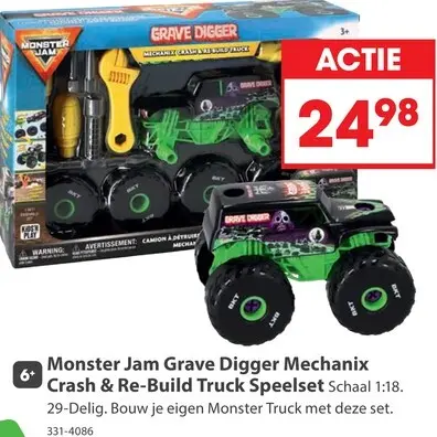 Aanbieding: Monster Jam Grave Digger Mechanix Crash & Re-Build Truck Speelset
