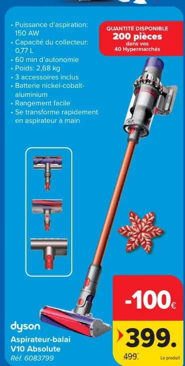 Offre: Aspirateur-balai V10 Absolute