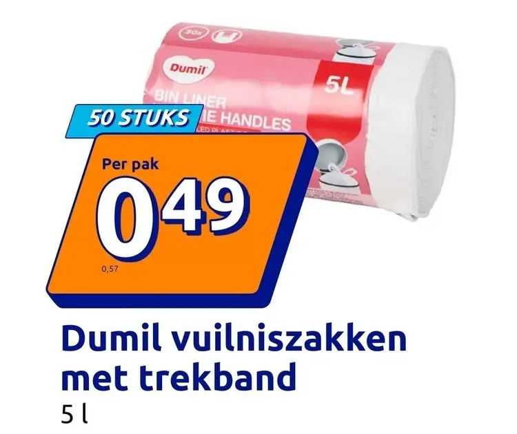 Promotie: Dumil vuilniszakken met trekband