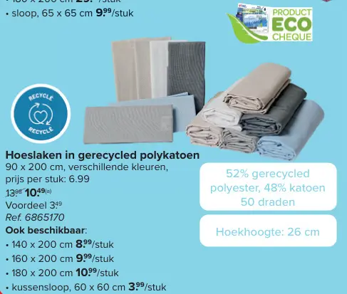 Promotie: Hoeslaken in gerecycled polykatoen