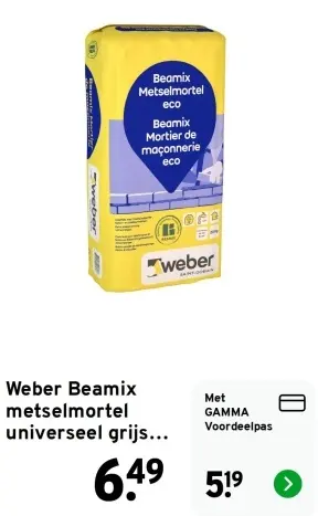 Aanbieding: Beamix metselmortel universeel grijs