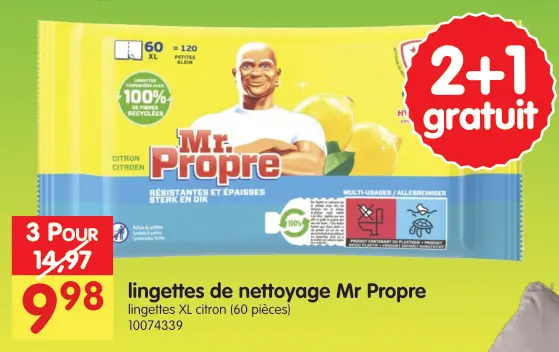 Offre: lingettes de nettoyage Mr Propre