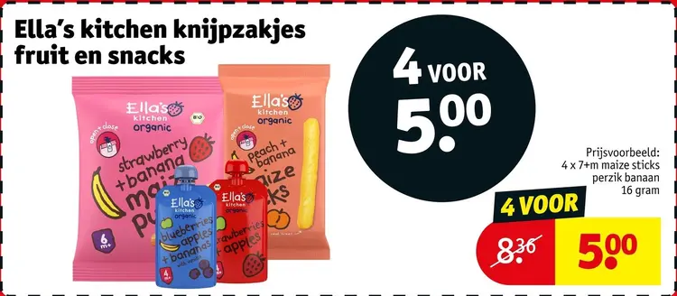 Promotie: Ella's kitchen knijpzakjes fruit en snacks