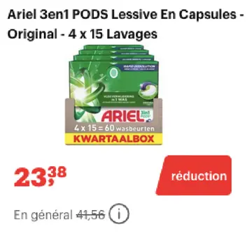 Offre: Ariel 3en1 PODS Lessive En Capsules Original
