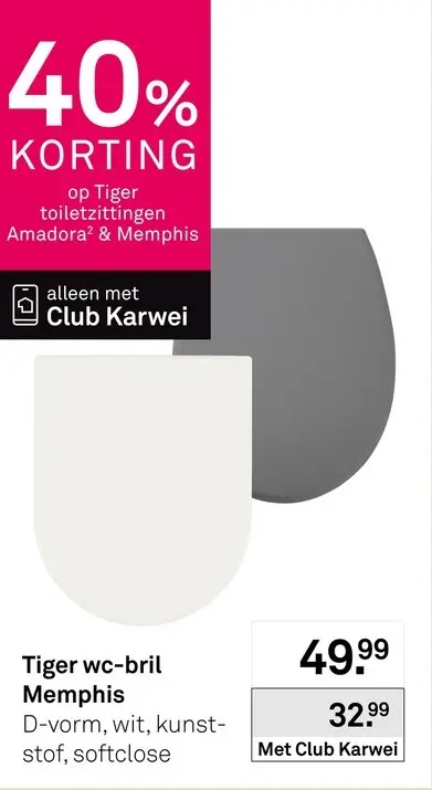 Aanbieding: Tiger wc-bril Memphis