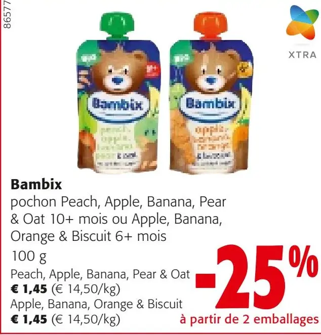 Offre: pochon Peach, Apple, Banana, Pear & Oat 10+ m