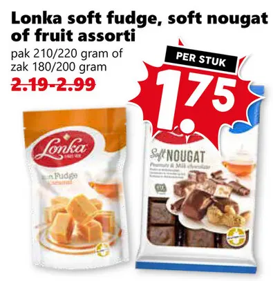 Aanbieding: Lonka soft fudge, soft nougat of fruit assort