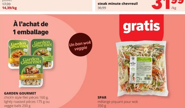 Offre: Chick'n style filet pièces, lightly roasted pièces ou veggie balls