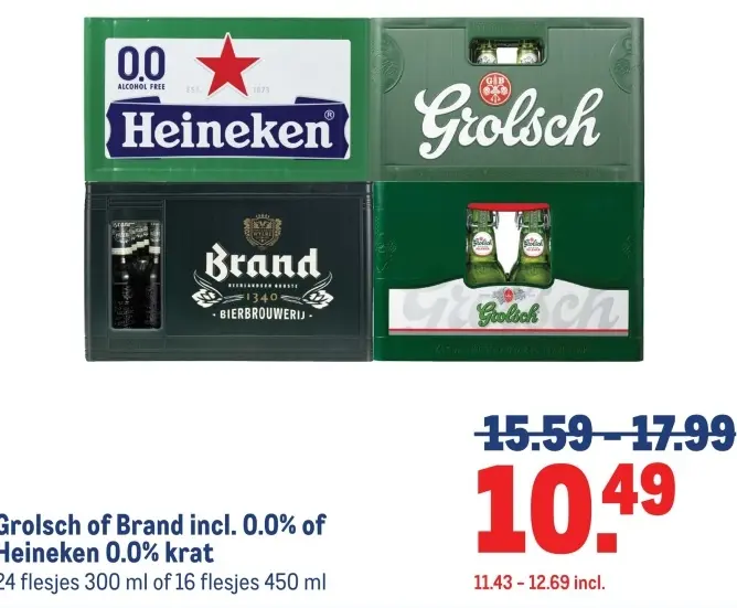 Aanbieding: Grolsch of Brand incl. 0.0% of Heineken 0.0% 