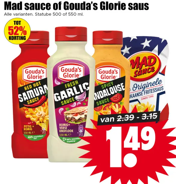 Aanbieding: Mad sauce of Gouda's Glorie saus