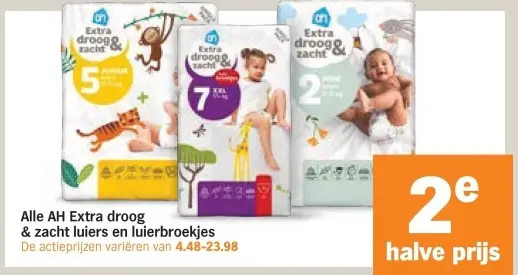 Aanbieding: AH Extra droog luiers en luierbroekjes