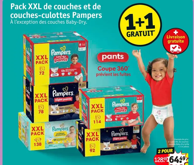 Offre: Pack XXL de couches et de couches-culottes Pampers