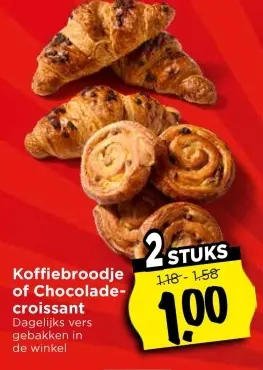 Koffiebroodje of Chocolade-croissant