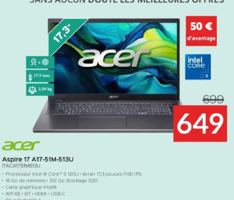 Offre: Aspire 17 A17-51M-513U