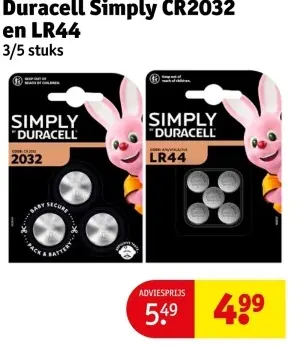 Aanbieding: Duracell Simply CR2032 en LR44
